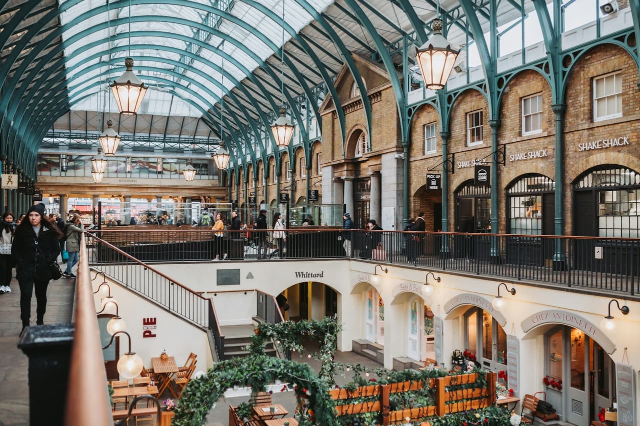 The covered market hall at Covent Garden in London